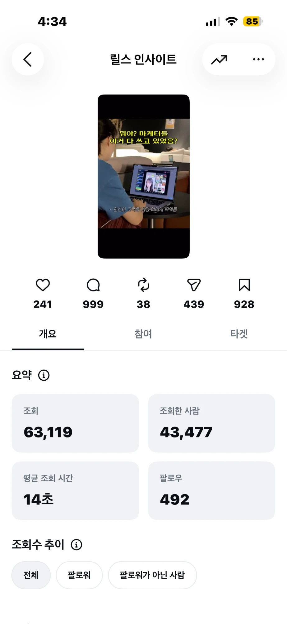 조회 63,119회, 팔로우 492명