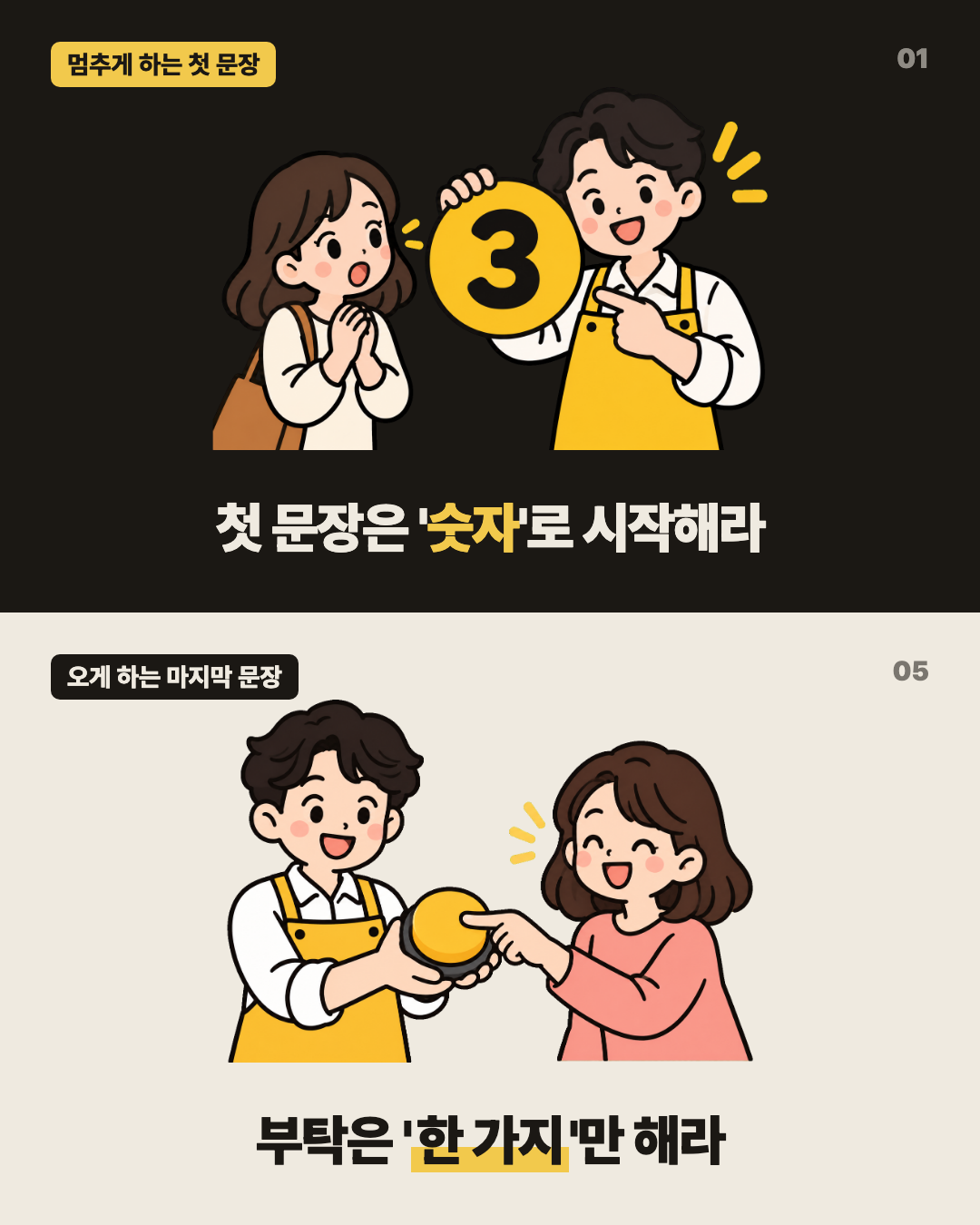 원칙 01 숫자로 시작 · 05 부탁은 한 가지만